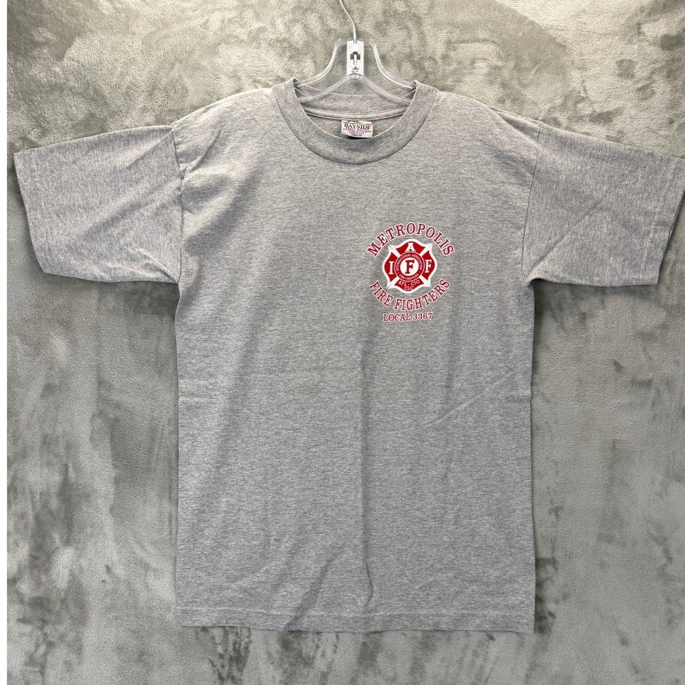 Bayside Metropolis Fire Fighters Local 3367 Superman Graphic T-Shirt Mens Medium